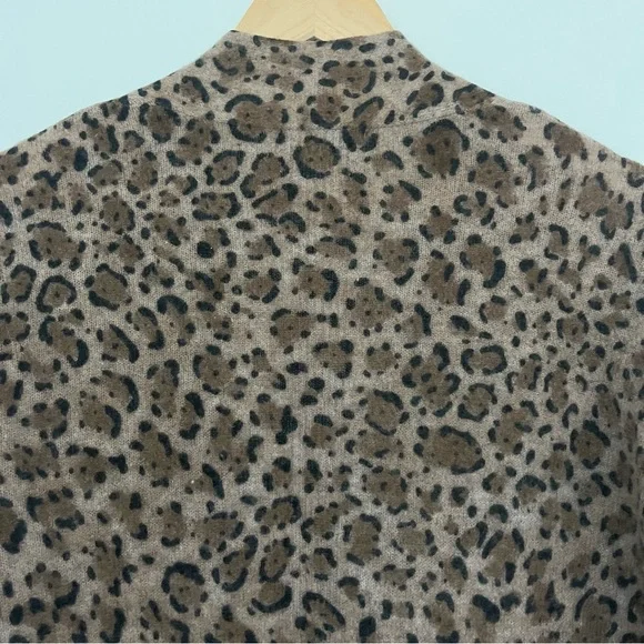 M Magaschoni 100% Cashmere Leopard Print Cardigan Animal Print Women’s S Brown - Picture 9 of 10
